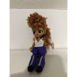 LOL Surprise OMG Royal Bee Fashion Doll Brown Curly Hair Silver Top Purple Pants